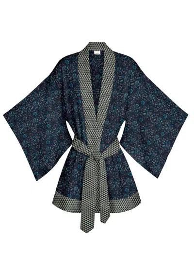 Artemis Muse Women's Blue One Of A Kind Recyled Sari Kimono Unique One Hundred And Five