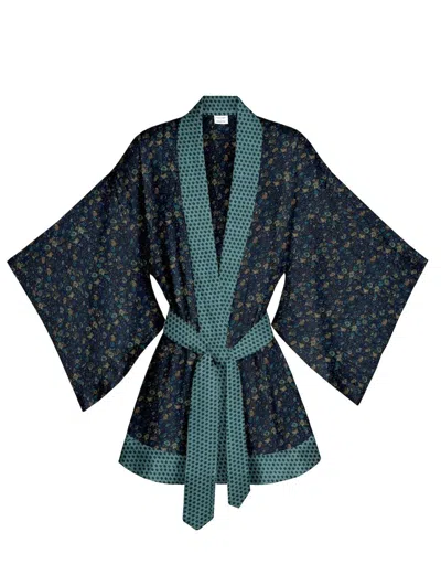 Artemis Muse Women's Blue One Of A Kind Recyled Sari Kimono Unique Sixty Nine