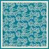 Artemis Muse Women's Blue Teal & Ivory Japanese Pine Needles Luxury Silk Scarf