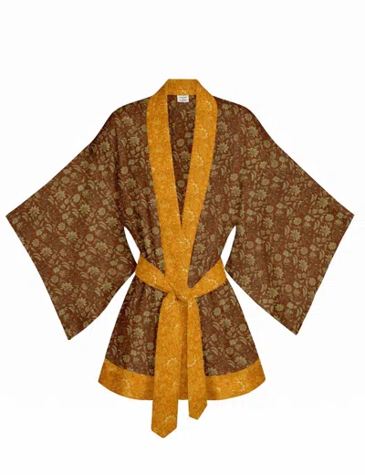 Artemis Muse Women's Gold / Yellow One Of A Kind Recyled Sari Kimono Unique Seventy One In Gold/yellow