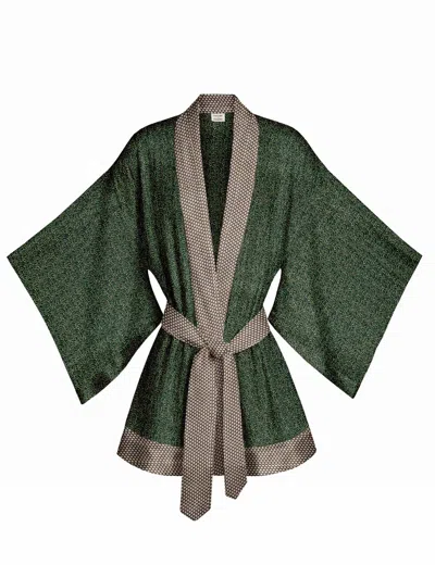 Artemis Muse Women's Green One Of A Kind Recyled Sari Kimono Twenty Six