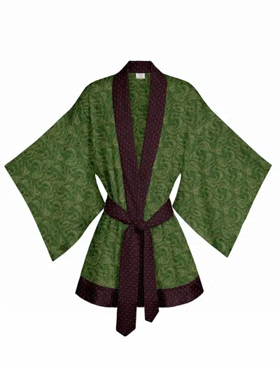 Artemis Muse Women's Green / Purple One Of A Kind Recyled Sari Kimono Unique One Hundred And Twenty Five