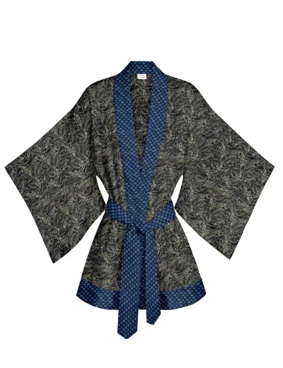 Artemis Muse Women's Neutrals / Blue One Of A Kind Recyled Sari Kimono Unique Eighty Two
