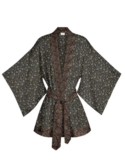 Artemis Muse Women's Neutrals One Of A Kind Recyled Sari Kimono Unique Ninety Six
