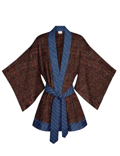 Artemis Muse Women's One Of A Kind Recyled Sari Kimono Unique Fifty Five In Brown