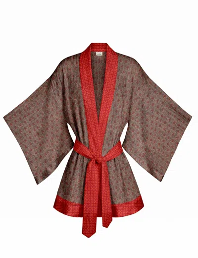 Artemis Muse Women's One Of A Kind Recyled Sari Kimono Unique Seventeen In Brown