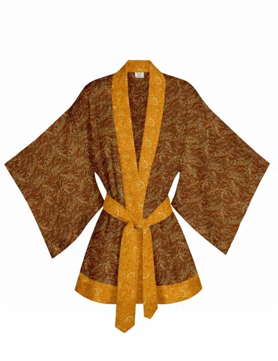 Artemis Muse Women's Orange / Gold / Yellow One Of A Kind Recyled Sari Kimono Unique Seventy Four In Orange/gold/yellow