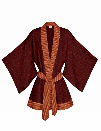 Artemis Muse Women's Orange / Red One Of A Kind Recyled Sari Kimono Unique Fifty Nine