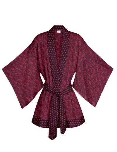 Artemis Muse Women's Pink One Of A Kind Recyled Sari Kimono Unique One Hundred And Eleven In Purple