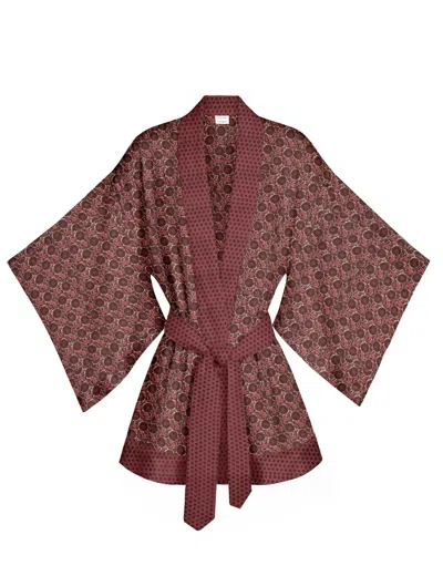 Artemis Muse Women's Pink One Of A Kind Recyled Sari Kimono Unique Sixty Eight In Brown