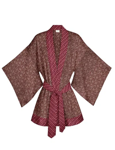 Artemis Muse Women's Pink One Of A Kind Recyled Sari Kimono Unique Sixty Five