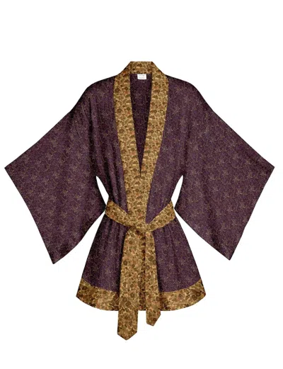 Artemis Muse Women's Purple One Of A Kind Recyled Sari Kimono Unique One Hundred And Twenty