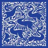 Shop Artemis Muse Women's William De Morgan Fantastic Ducks Ivory & Electric Blue Luxury Silk Scarf