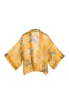 Artemis Muse Women's Yellow Mustard Dynastic Bird Print Light Weight Kimono In Yellow