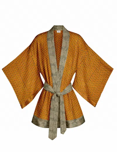 Artemis Muse Women's Yellow One Of A Kind Recyled Sari Kimono