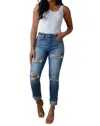 Artemis Vintage Belinda High Rise Distressed Straight Jeans In Medium Wash In Multi