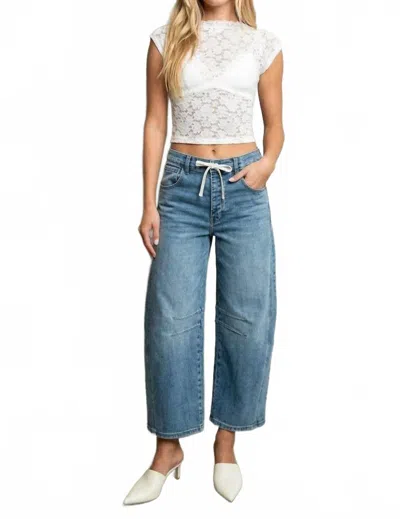 Artemis Vintage High Rise Relaxed Barrel Jeans In Medium Wash In Multi
