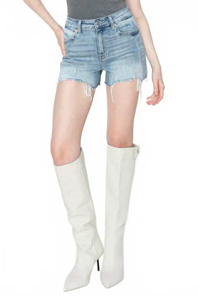 Artemis Vintage High Rise Stretch Denim Shorts In Light In Multi