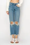 Artemis Vintage Ultra High-rise Distressed Boyfriend Jeans In Medium Stone Wash