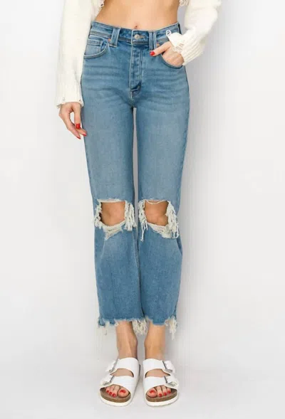 Artemis Vintage Ultra High-rise Distressed Boyfriend Jeans In Medium Stone Wash