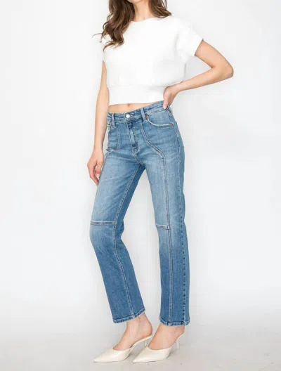 Artemis Vintage Western Detailed High Rise Straight Jeans In Medium Wash In Blue