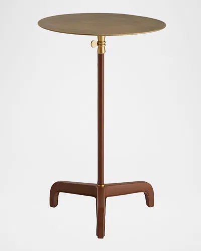 Arteriors Addison Adjustable Leather Accent Table In Cognac