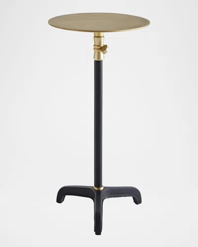 Arteriors Addison Adjustable Leather Drink Table In Antique Brass