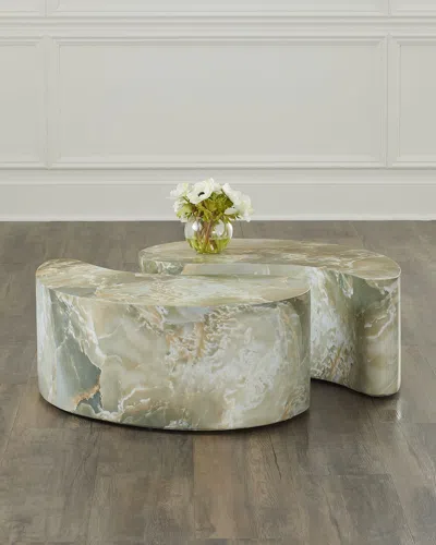 Arteriors Adeline Faux Marble Coffee Tables, Set Of 2 In Gray
