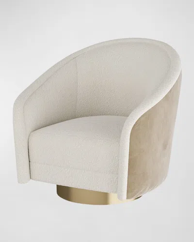 Arteriors Aljona Sherpa Swivel Chair In White