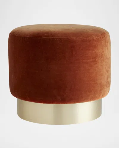 Arteriors Avalon Velvet Ottoman In Persimmon