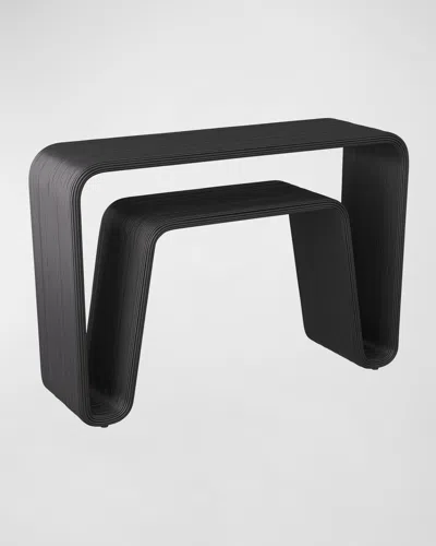 Arteriors Beltran Rattan Console Table In Black