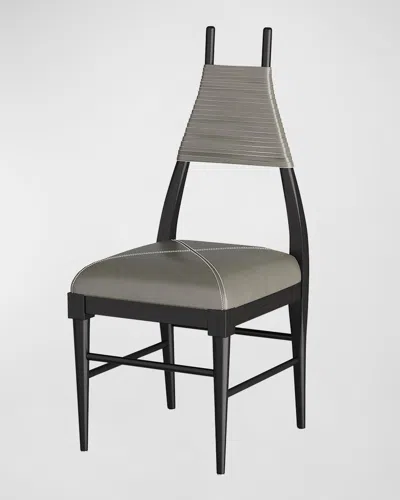 Arteriors Biziki Leather Dining Side Chair In Gray