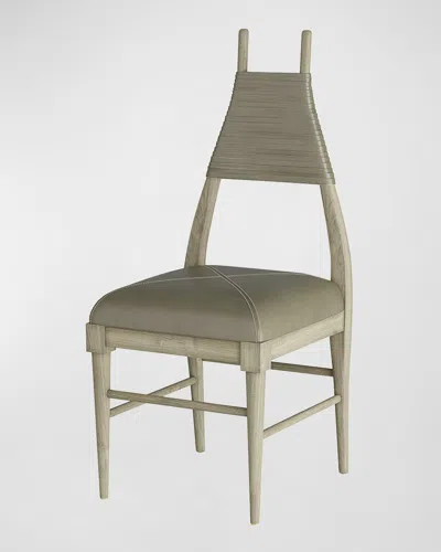 Arteriors Biziki Leather Dining Side Chair In Gray