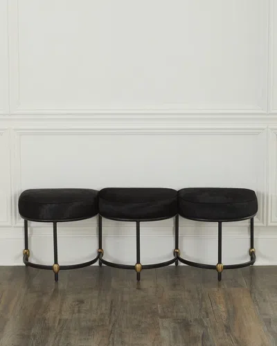 Arteriors Blaire 3-seat Hair On Hide Bench - 55" In Black