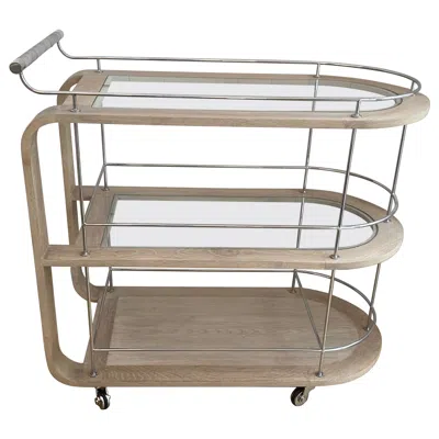 Pre-owned Arteriors Bray Oak Bar Cart In Brown