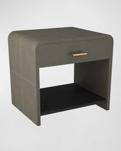 Arteriors Buchanan Leather Side Table In Gray