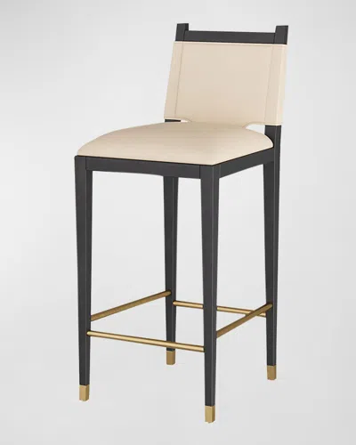 Arteriors Burdock Leather Bar Stool In Brown