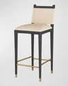 Arteriors Burdock Leather Bar Stool, 32" In Ivory
