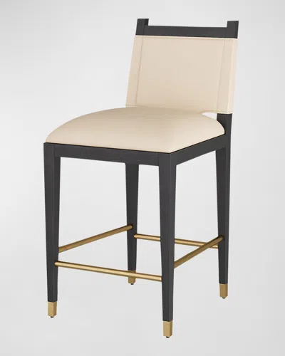Arteriors Burdock Leather Counter Stool In Brown