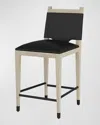 Arteriors Burdock Leather Counter Stool, 27" In Black