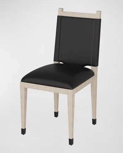 Arteriors Burdock Leather Dining Side Chair In Black