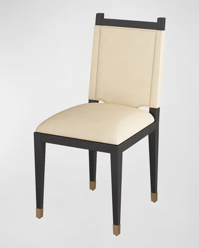 Arteriors Burdock Leather Dining Side Chair In Ivory