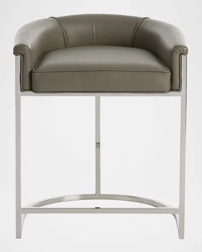 Arteriors Calvin Leather 25" Counter Stool In Dove