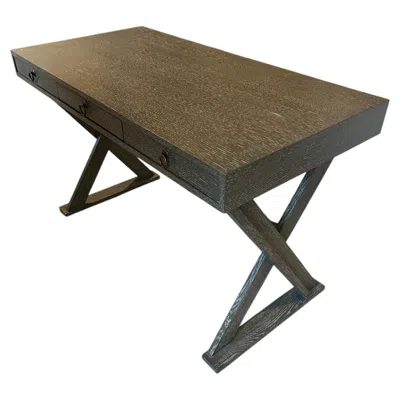 Pre-owned Arteriors Cerused Wood Organic Modern Dark Grey Writing Desk By  In Gray