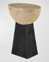 Arteriors Dorian Oval Accent Table In Chai Travertine