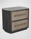 Arteriors Eastchester 2-drawer Leather Nightstand In Dove, Ebony