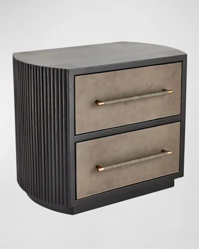 Arteriors Eastchester 2-drawer Leather Nightstand In Black