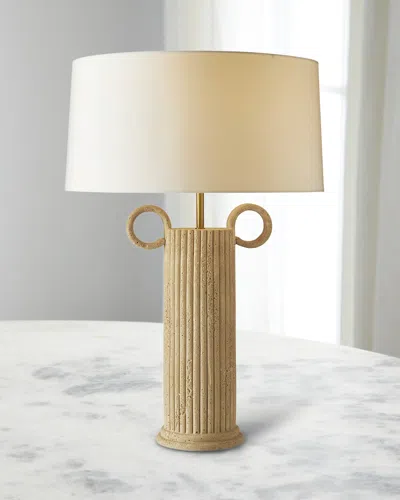 Arteriors Eros 30" Faux Travertine Table Lamp In Brown