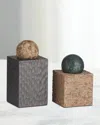 Arteriors Greenville Sculptures, Set Of 2 In Green/brown