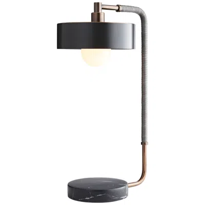 Arteriors Home Aaron 24" Heritage Brass And Gray Leather Arc Desk Lamp